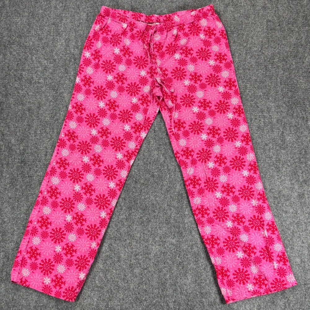 Vineyard Vines Women's Small Pink Snowflake Cotton Pajama Lounge Pants Holiday
